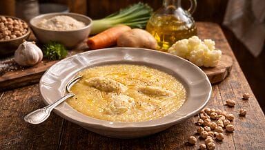 crema di cavolfiori con gnocchi di ceci