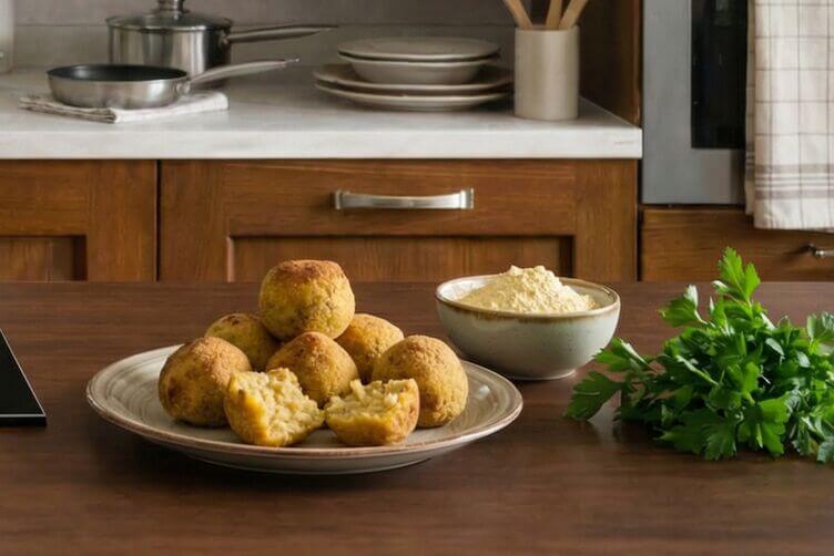 polpette con impasto di patate e bucce di ceci