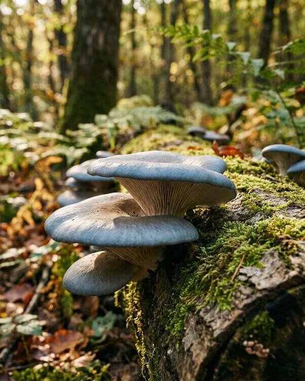 Funghi ostrica blu nel bosco Funghi ostrica blu nel bosco