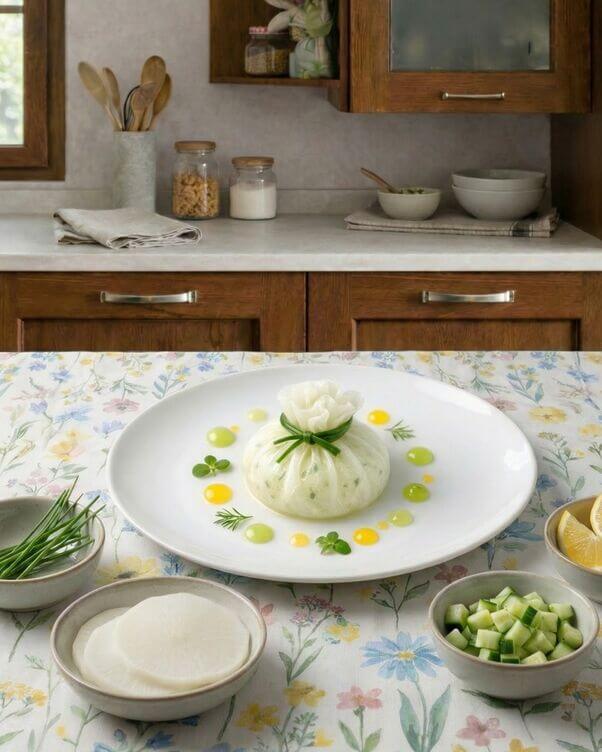 Fagottino di daikon all’erba cipollina Fagottino di daikon all'erba cipollina