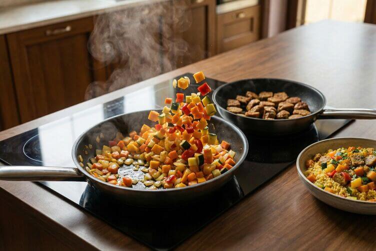 Cous cous con spezzatino di seitan e verdure Cous cous con spezzatino di seitan e verdure