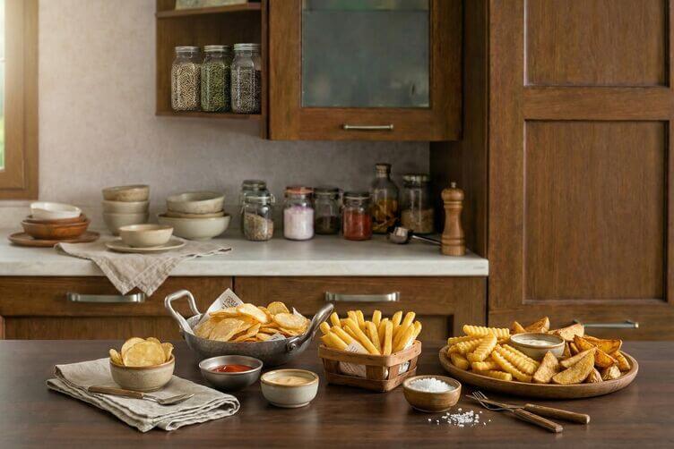 patate fritte di vario tipo patate fritte di vario tipo