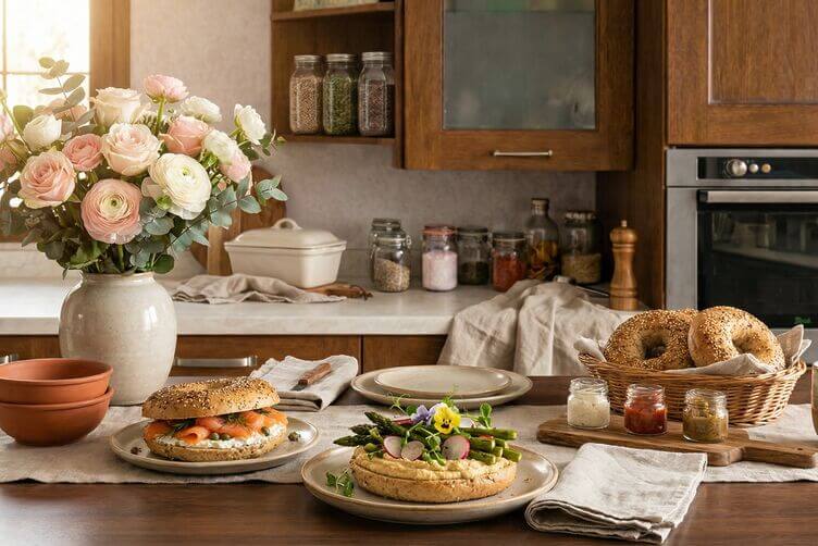 tavola con bagel senza glutine