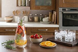 Acqua con fragole, arancia e rosmarino: rinfrescante e facilissima da fare Acqua con fragole, arancia e rosmarino: rinfrescante e facilissima da fare