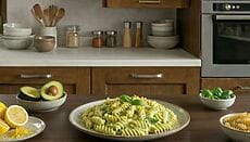 Pasta di riso con crema di avocado della Calabria