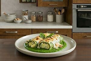 Cannelloni di crepes con acetosella, spinaci e ripieno morbido Cannelloni di crepes con acetosella, spinaci e ripieno morbido