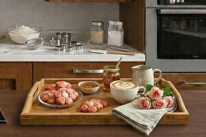 Biscotti colorati a forma di fiore per la festa della Mamma