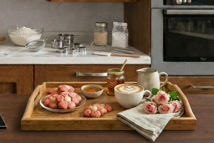 Biscotti colorati a forma di fiore